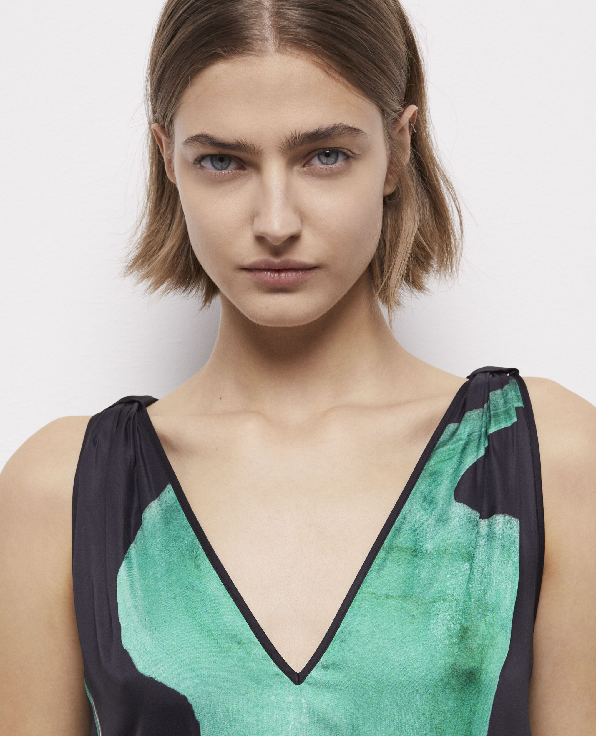 Printed long dress, BLACK / GREEN, hi-res image number null