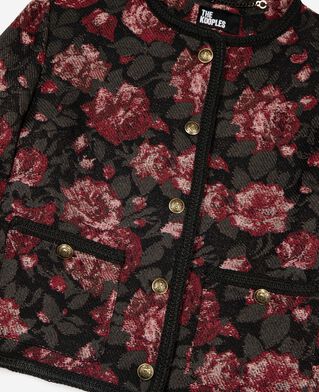 The Kooples FEMME BLACK - RED blouson en jacquard roses bordeaux