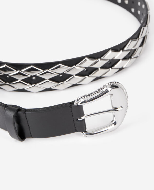The Kooples FEMME BLACK ceinture en cuir noir avec clous
