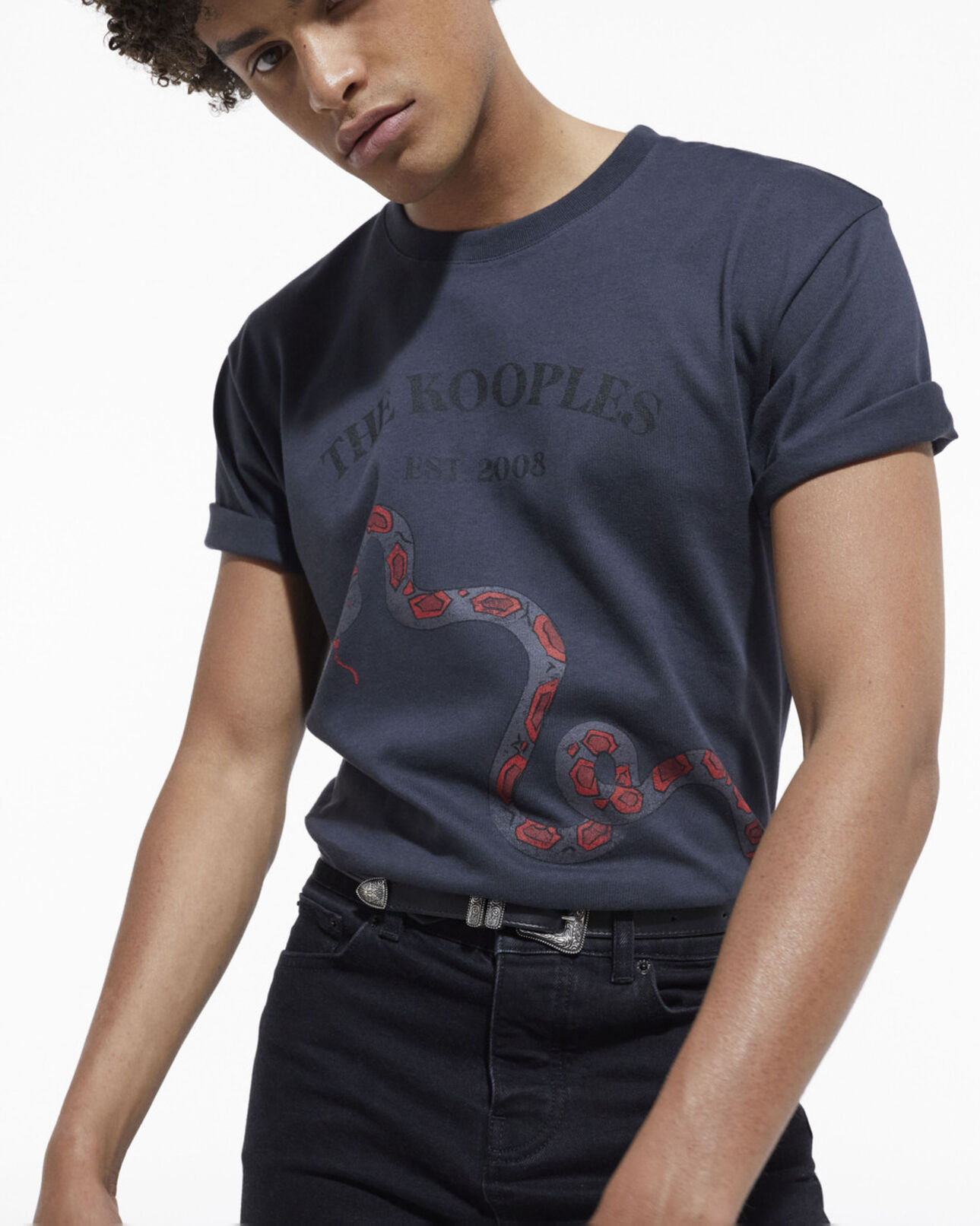 The Kooples HERREN STONE schwarzes t-shirt mit siebdruck