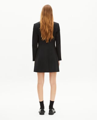The Kooples WOMEN BLACK short dress with black leather collar