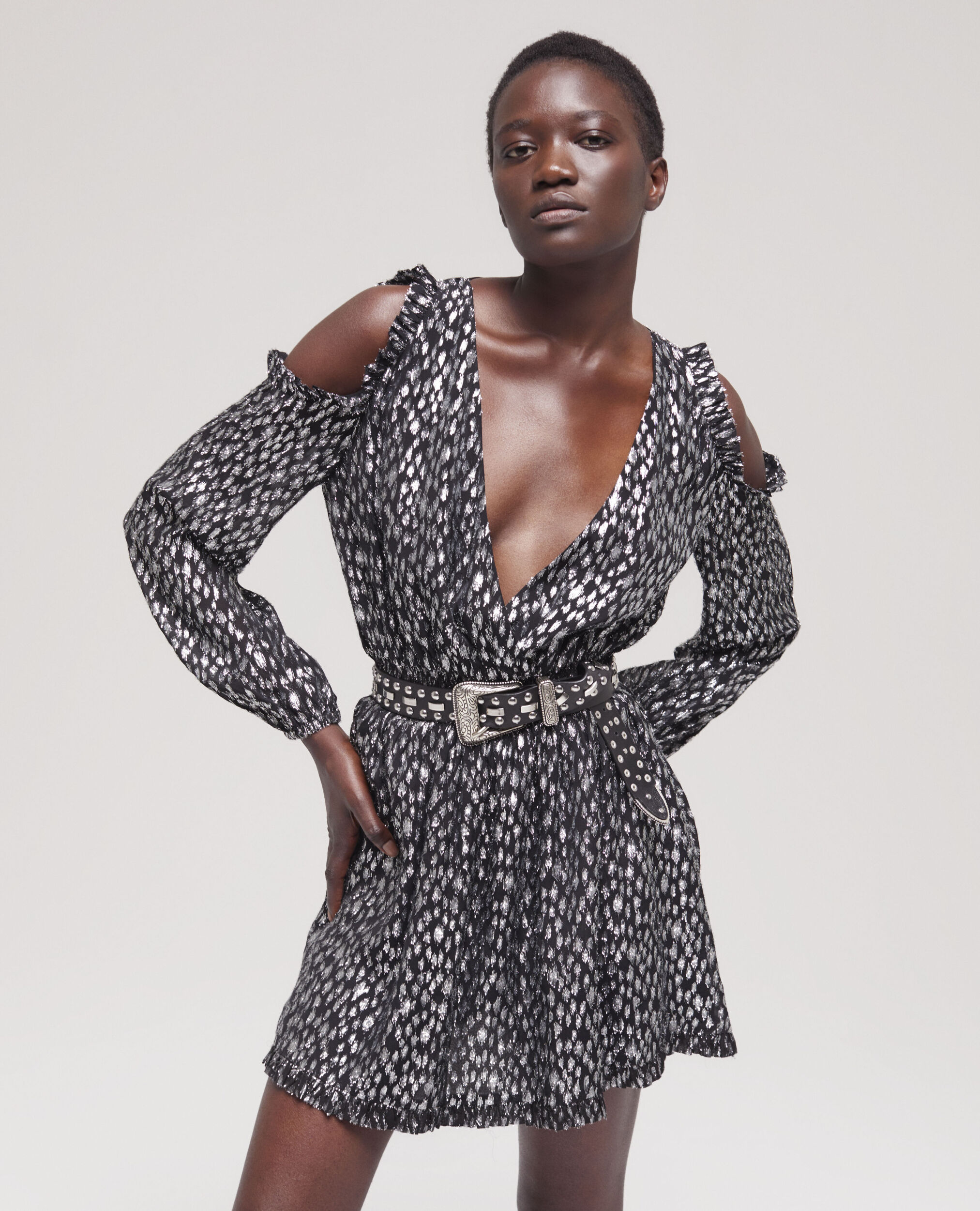 Leopard-print short dress, ANTIC SILVER, hi-res image number null