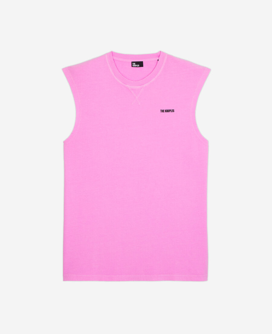 t-shirt homme rose fluo avec logo