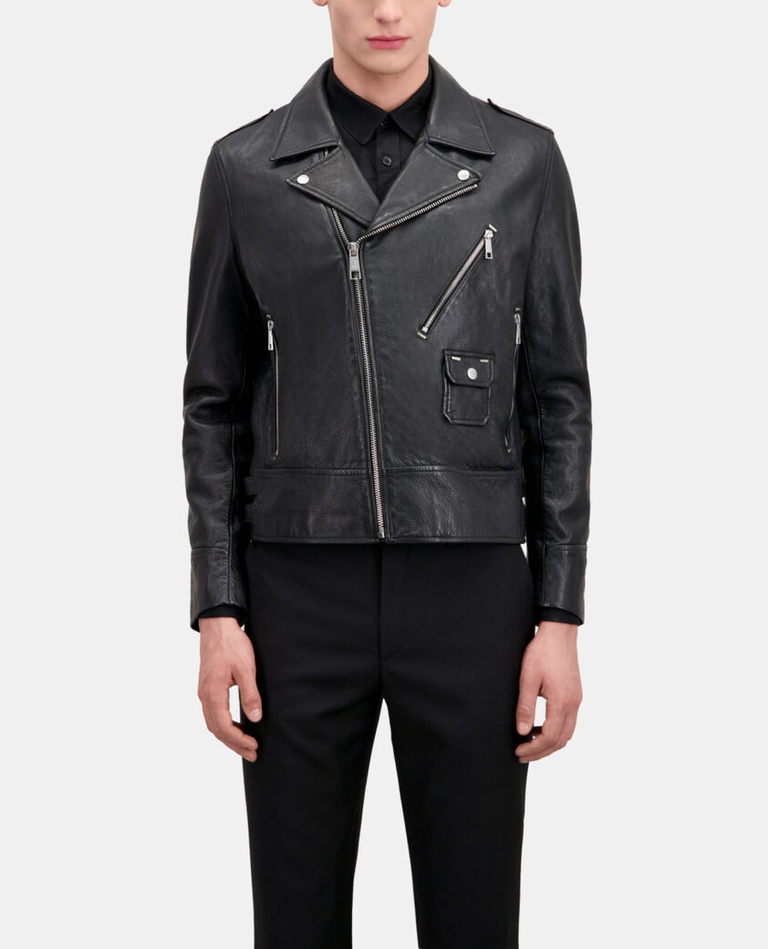 The Kooples HERREN BLACK schwarze bikerjacke aus leder