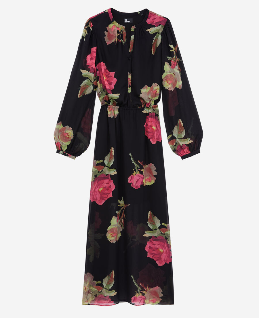 The Kooples WOMEN PINK BLACK long printed dress