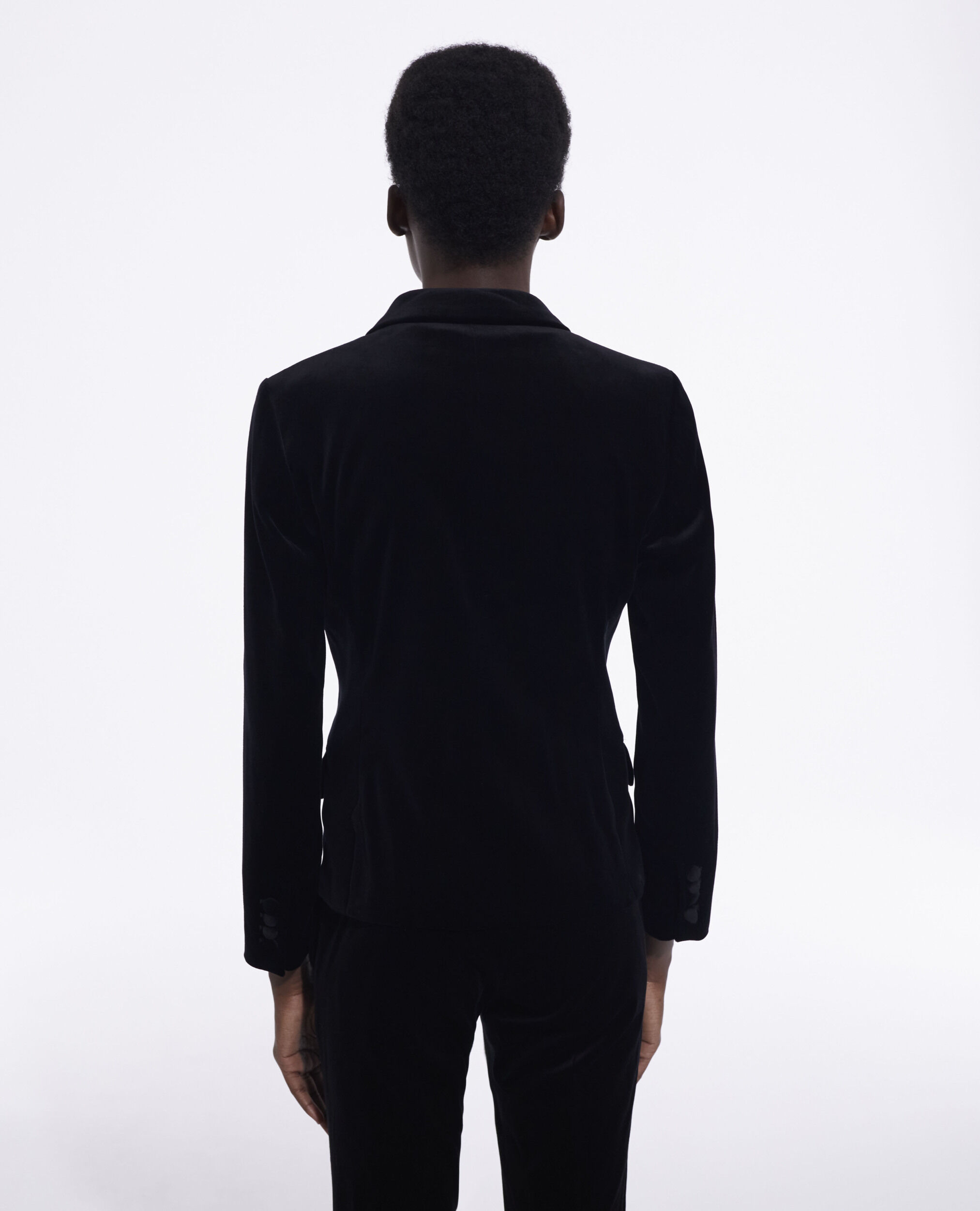 Black velvet suit jacket, BLACK, hi-res image number null
