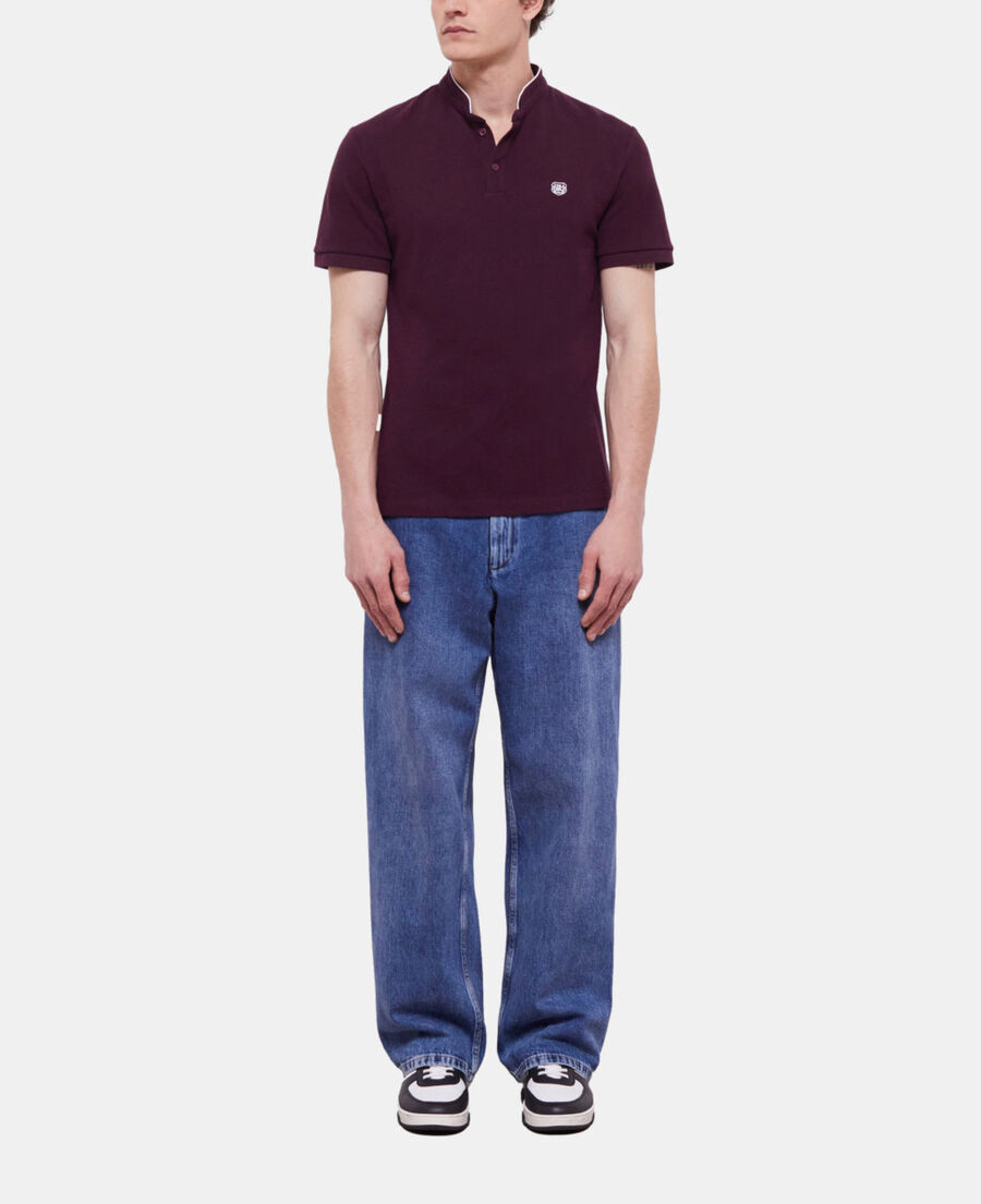 The Kooples H BORDEAUX red officer collar polo shirt