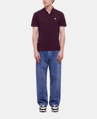 The Kooples H BORDEAUX red officer collar polo shirt