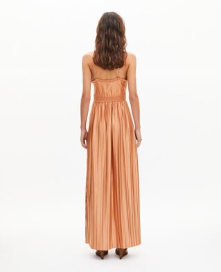 The Kooples F CAMEL light orange pleated maxi dress
