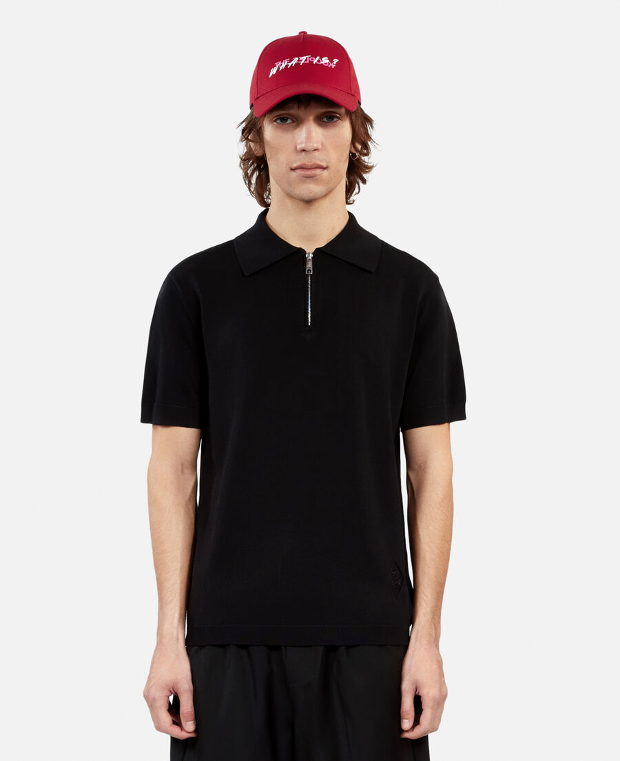 black knitted polo t-shirt