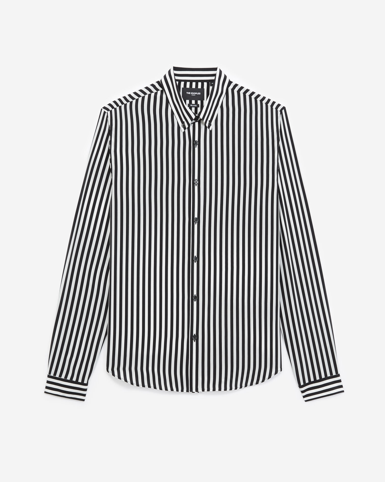 Striped black and white silk shirt, BLACK WHITE, hi-res image number null