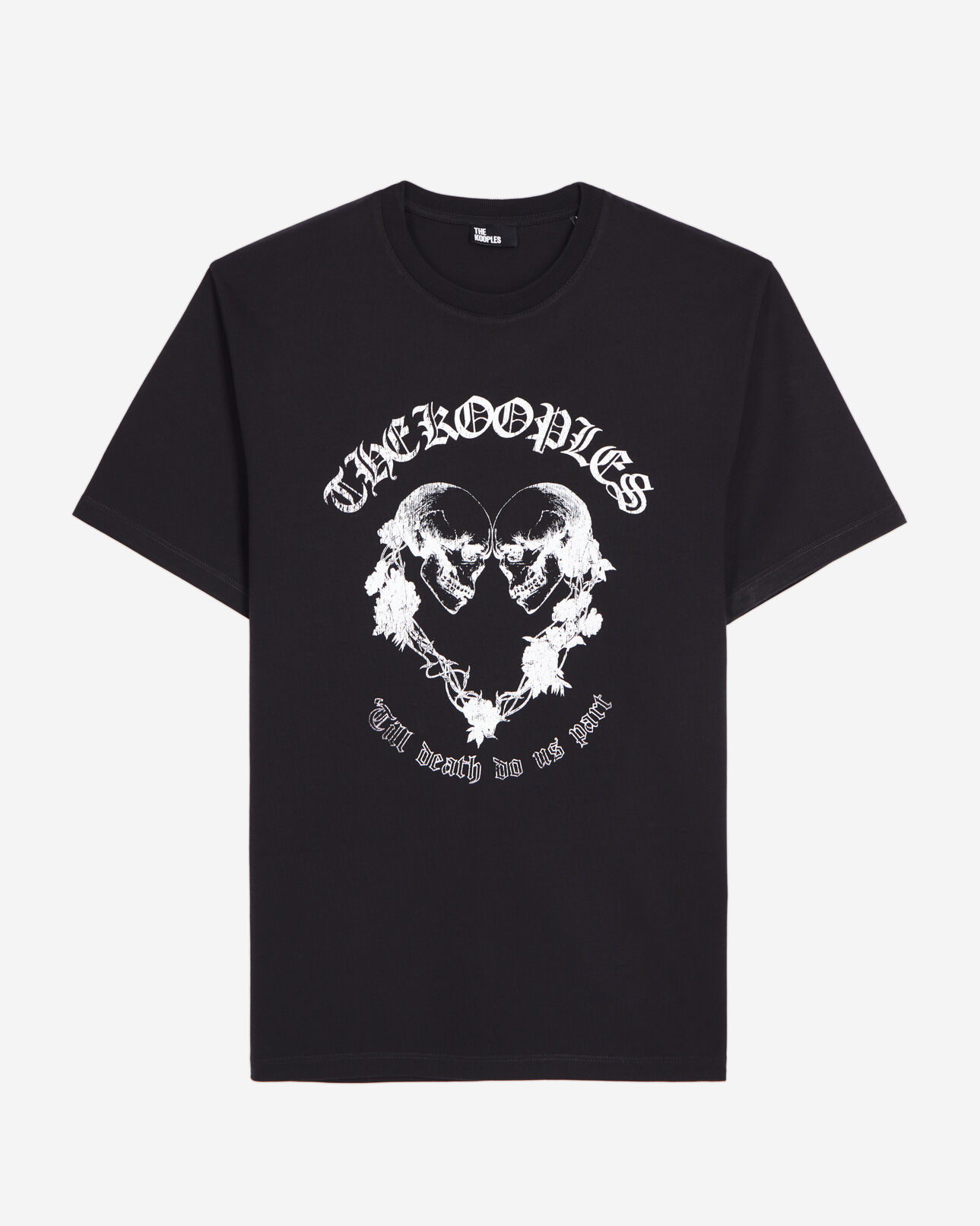 The Kooples MEN BLACK black t-shirt with skull heart serigraphy