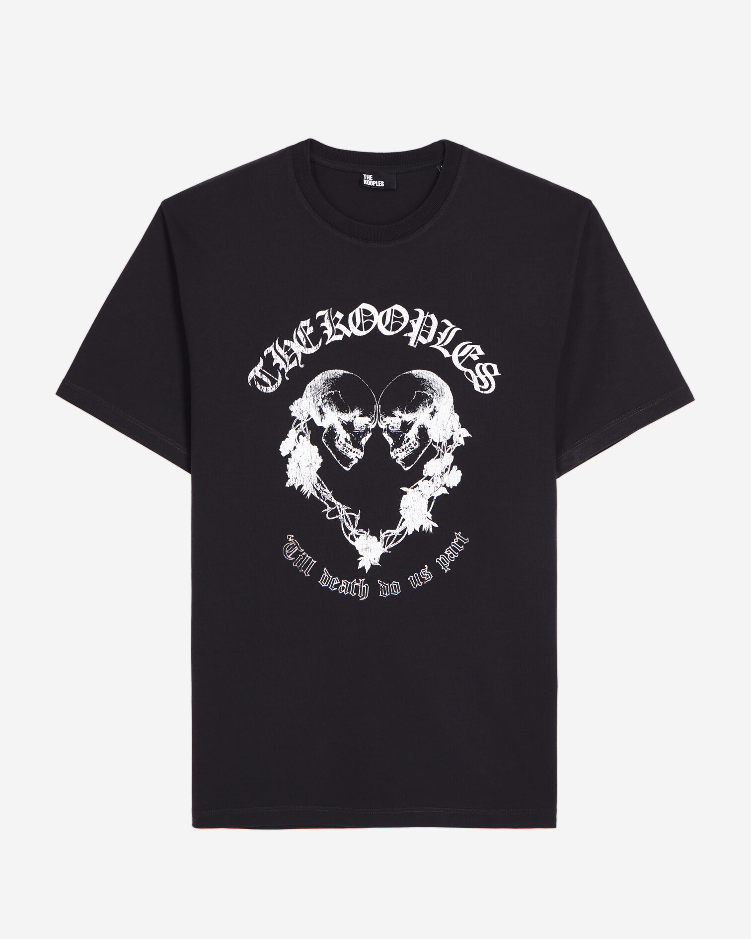 Black t-shirt with Skull heart serigraphy, BLACK, hi-res image number null
