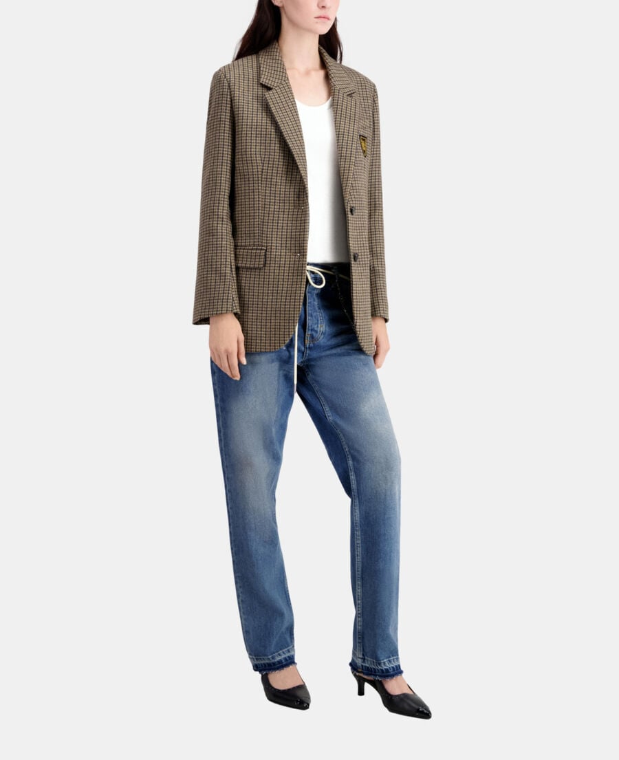 The Kooples DAMEN BEIGE-BROWN brauner blazer mit karomuster
