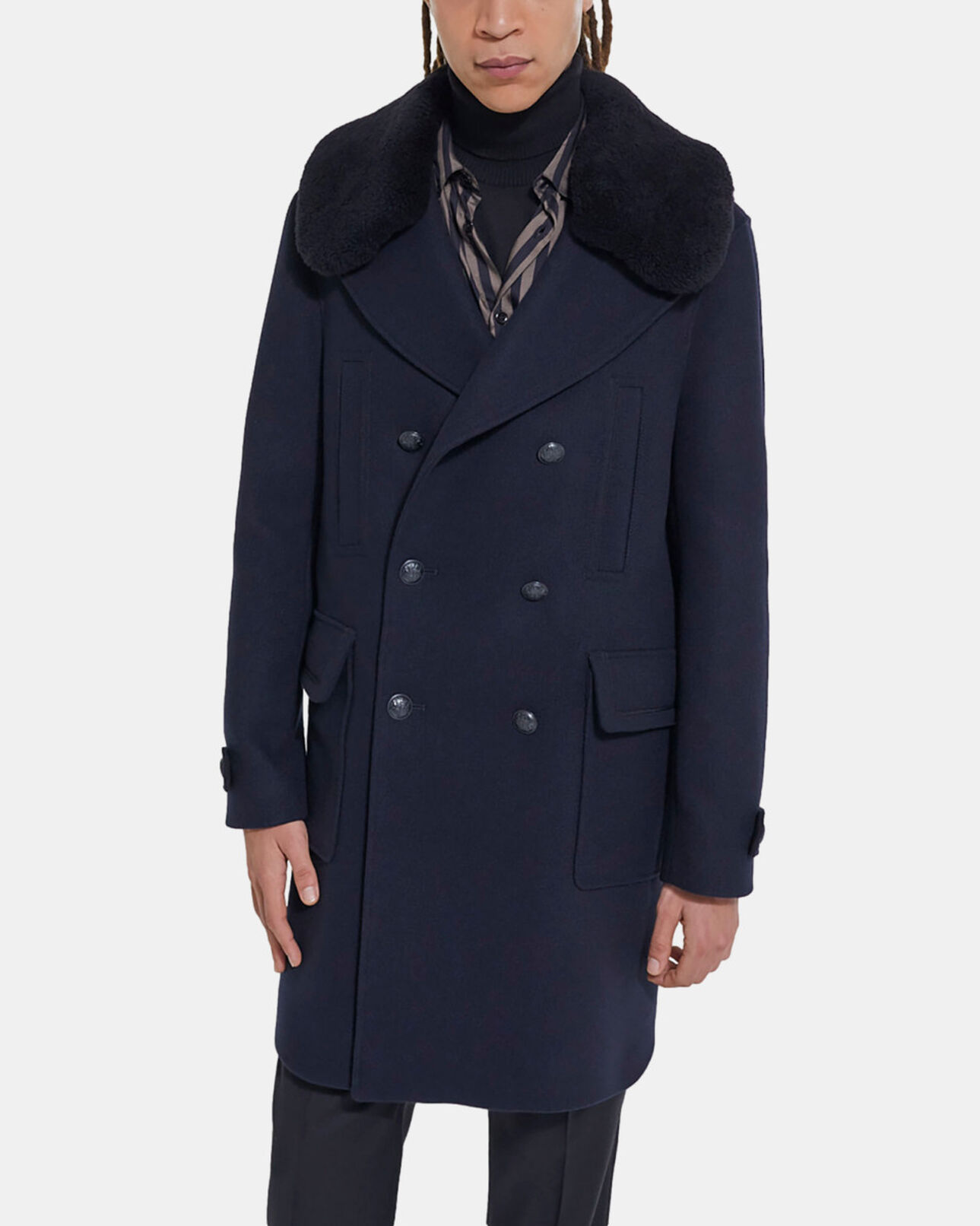 The Kooples HOMME DARK NAVY manteau en laine bleu marine