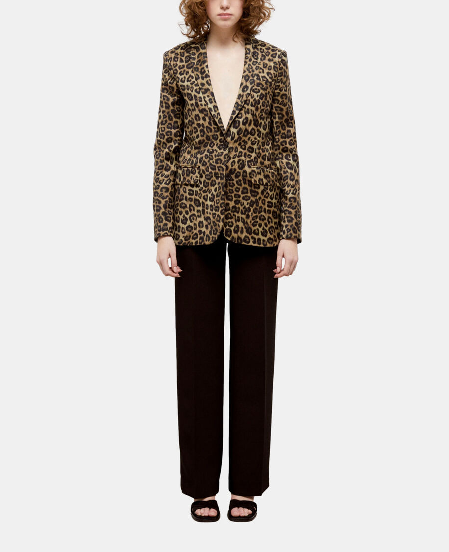 leopard print straight-cut jacket