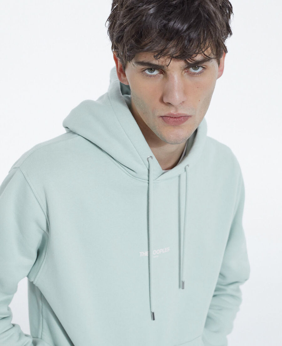 Sea green hoodie with logo on the chest | The Kooples - US