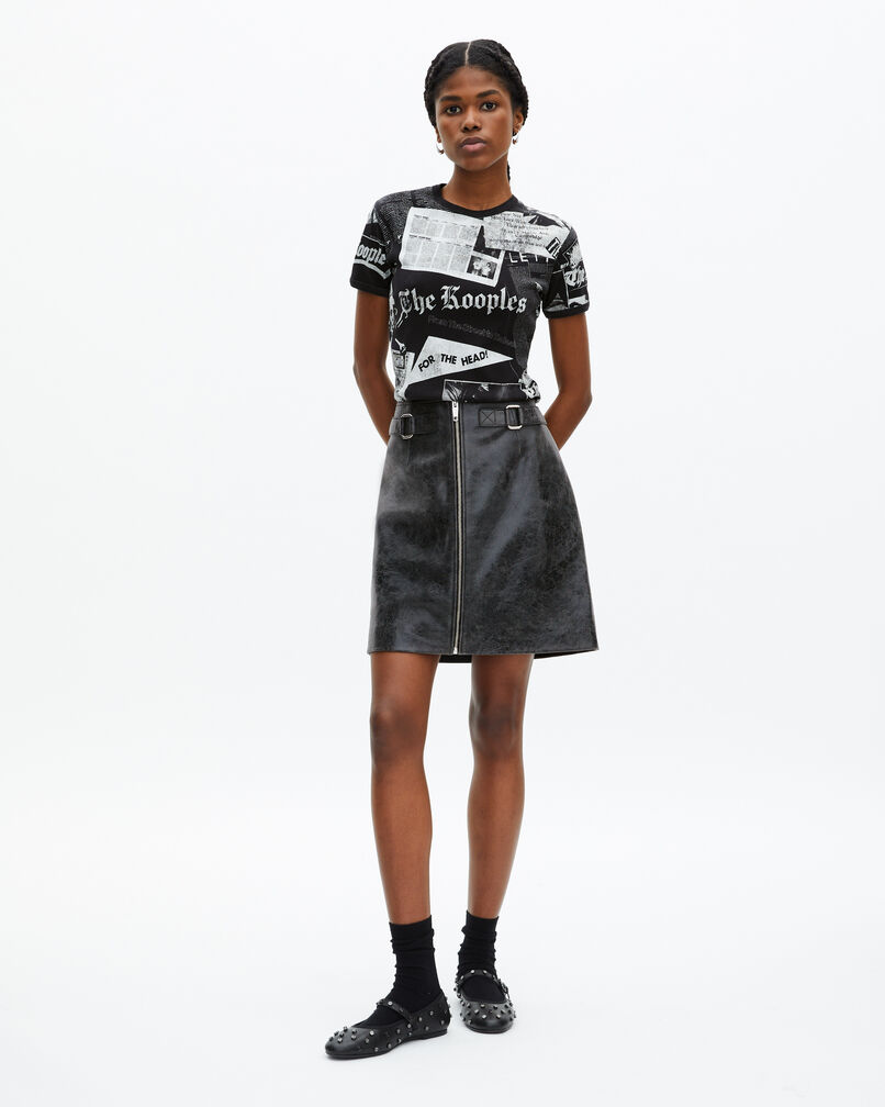 The Kooples WOMEN BLACK WASHED t-shirt with black and white screen print