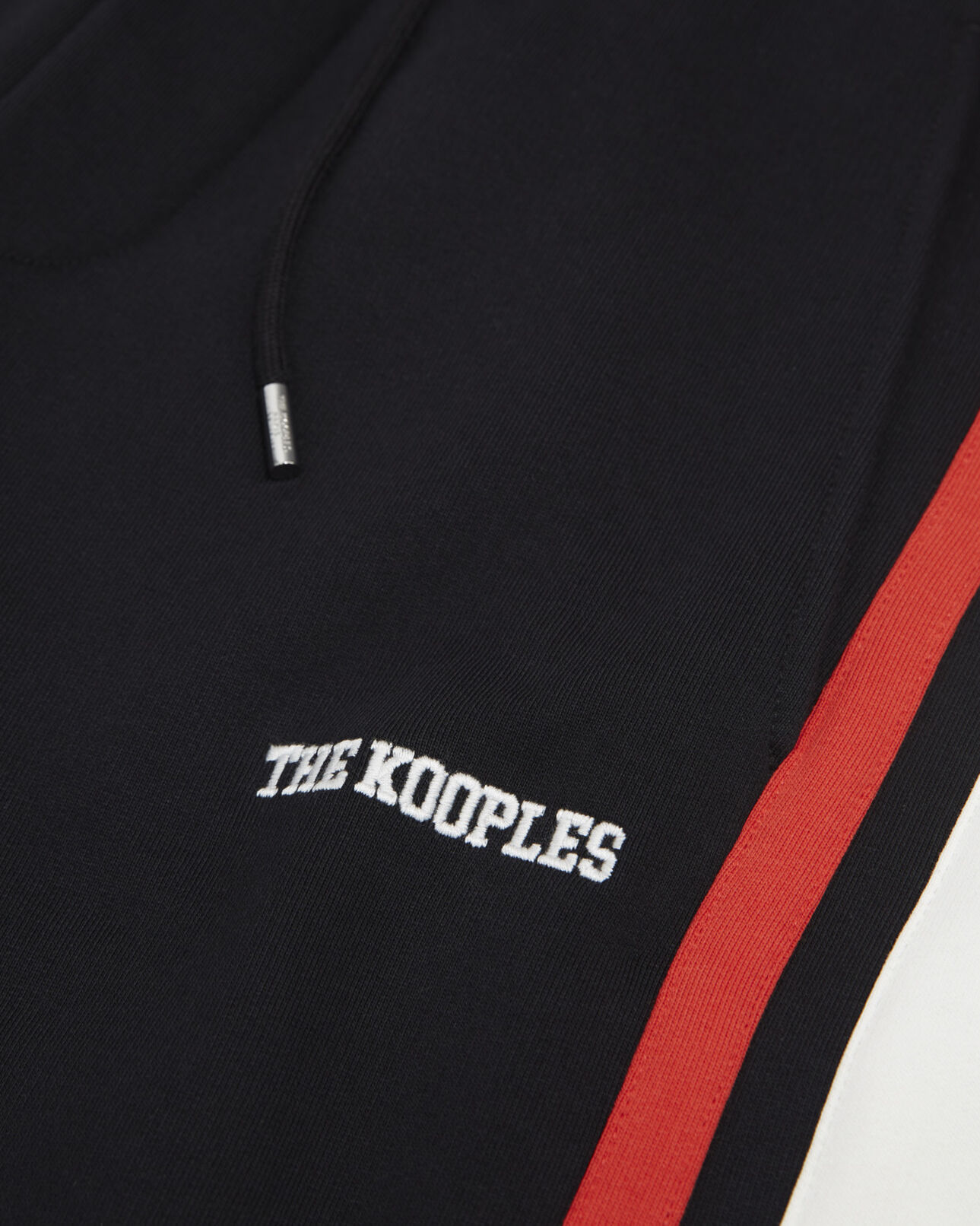 The Kooples H BLACK ECRU RED thick black cotton joggers with side stripes