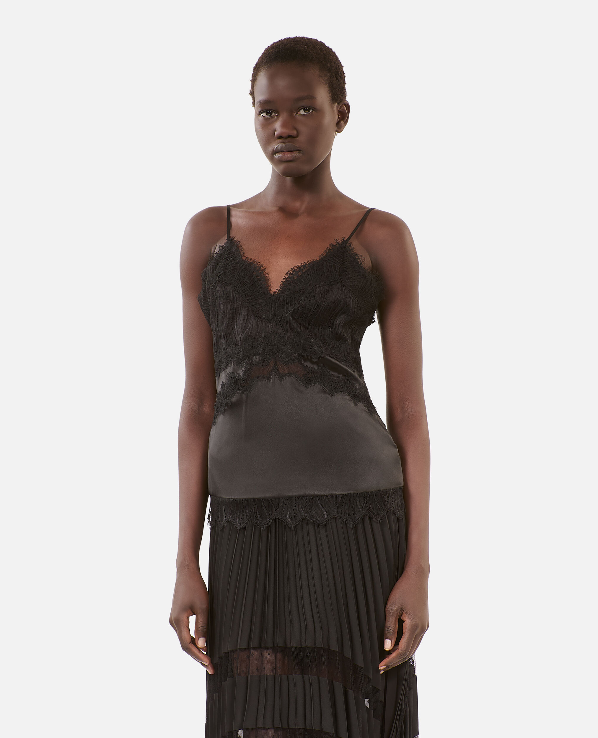 Black camisole with lace details, BLACK, hi-res image number null