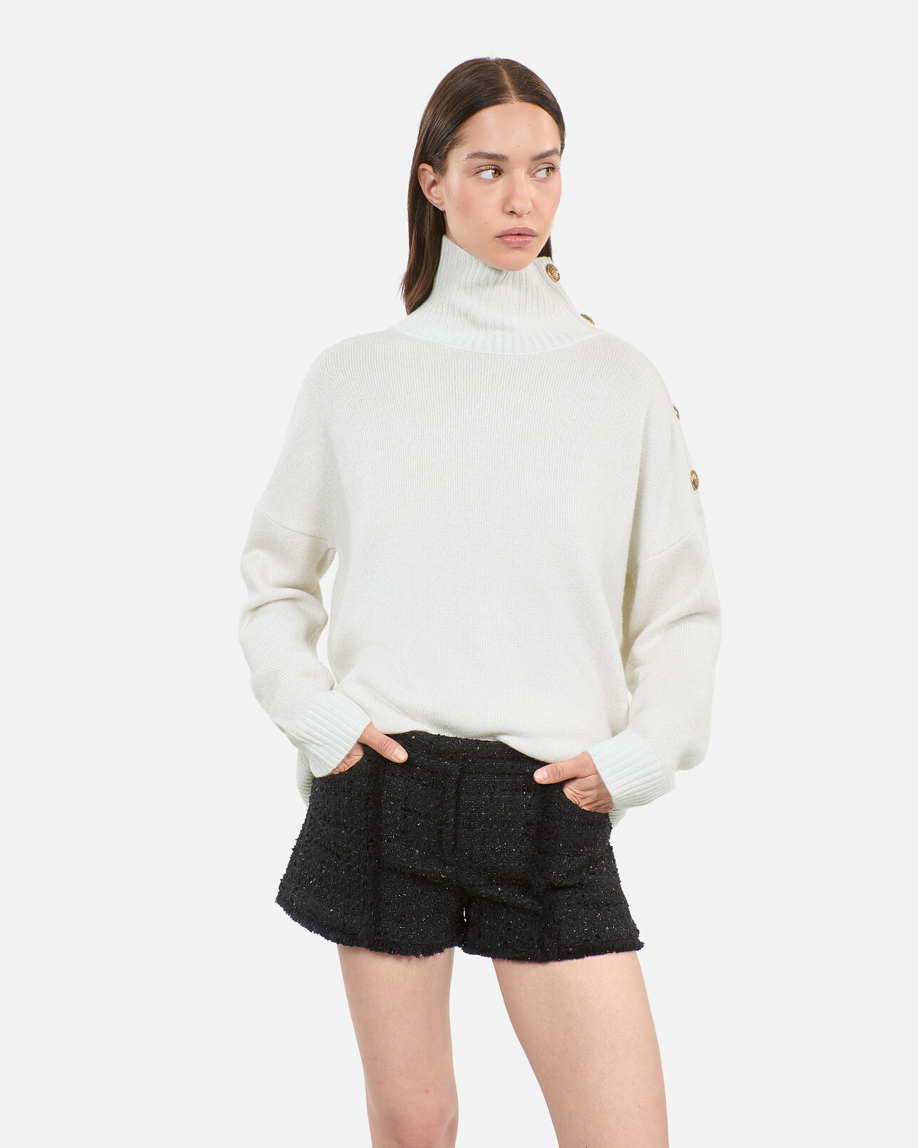 The Kooples FEMME ECRU pull en laine et cachemire écru