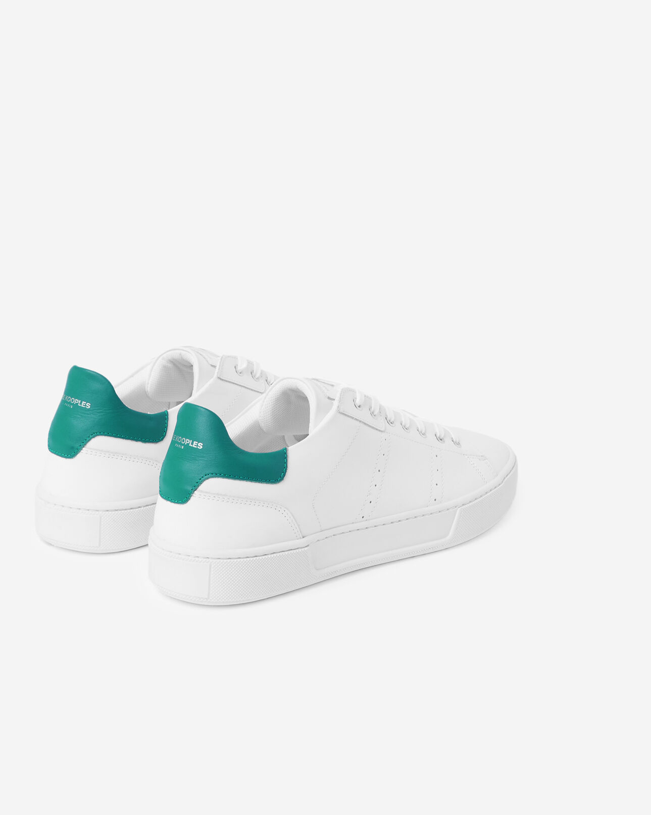 The Kooples HOMME WHITE / GREEN baskets basses blanches cuir empiècement vert