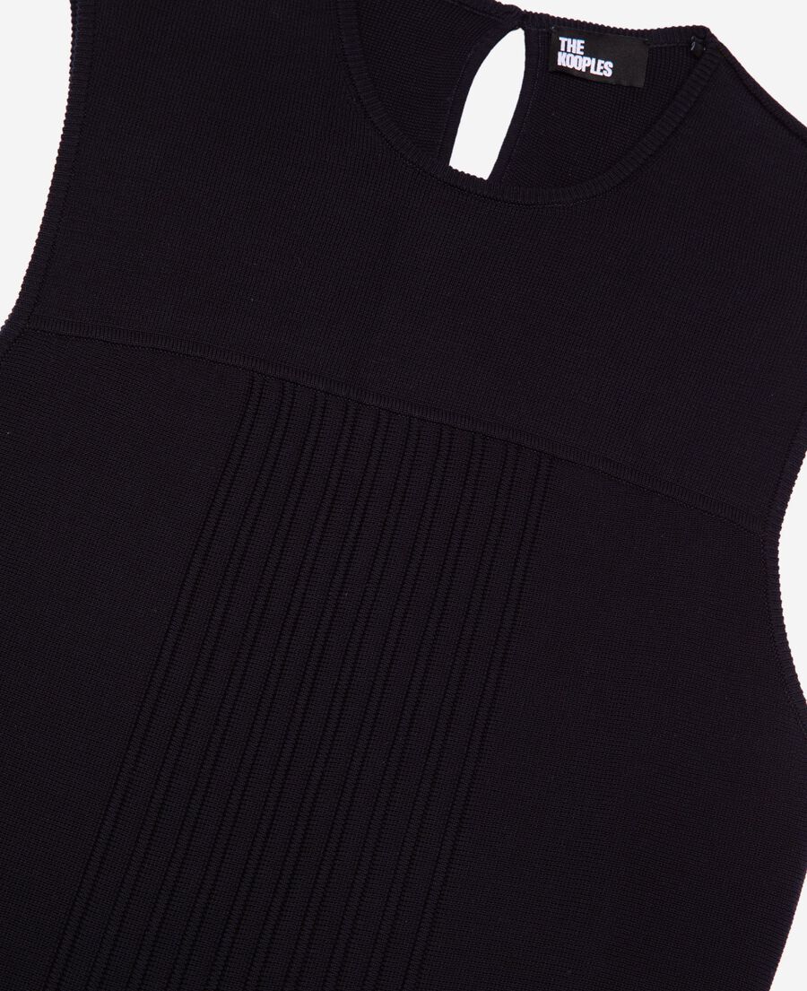 The Kooples FEMME DARK NAVY robe courte en maille pliss&eacute;e marine