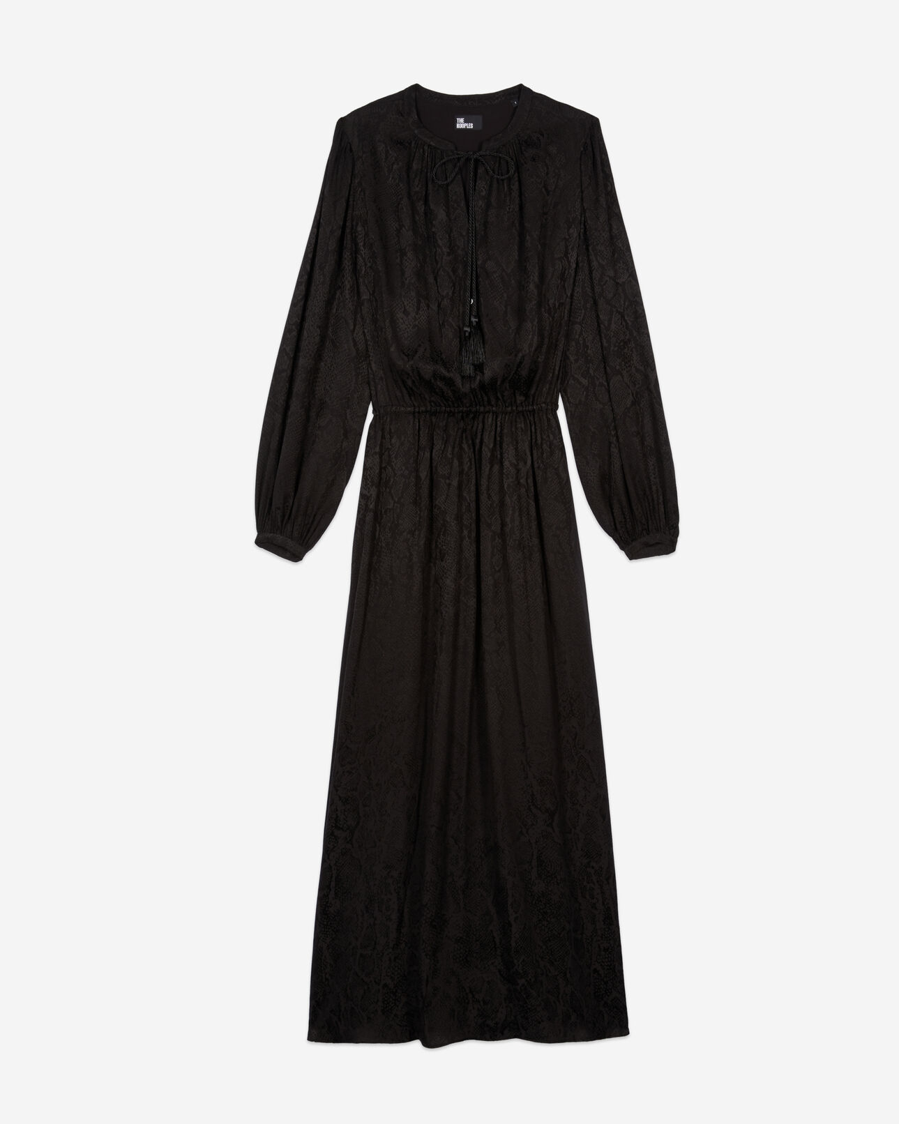The Kooples WOMEN BLACK long black snakeskin jacquard dress