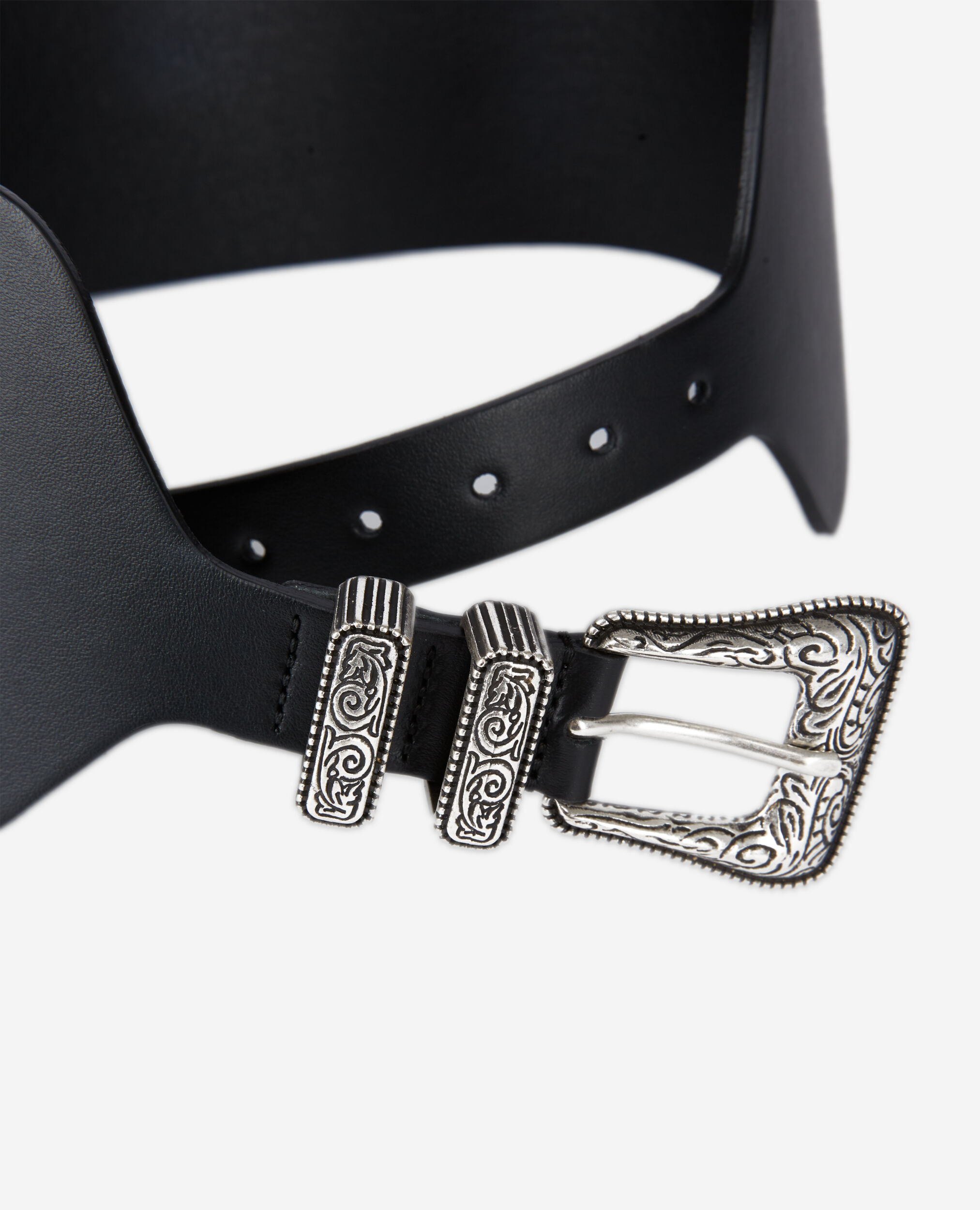 Ceinture large en cuir noire The Kooples