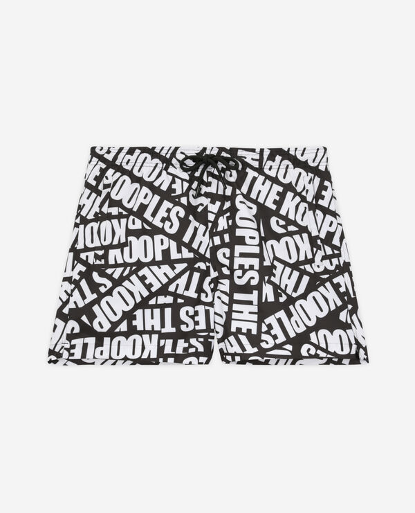 swim shorts with tape logo