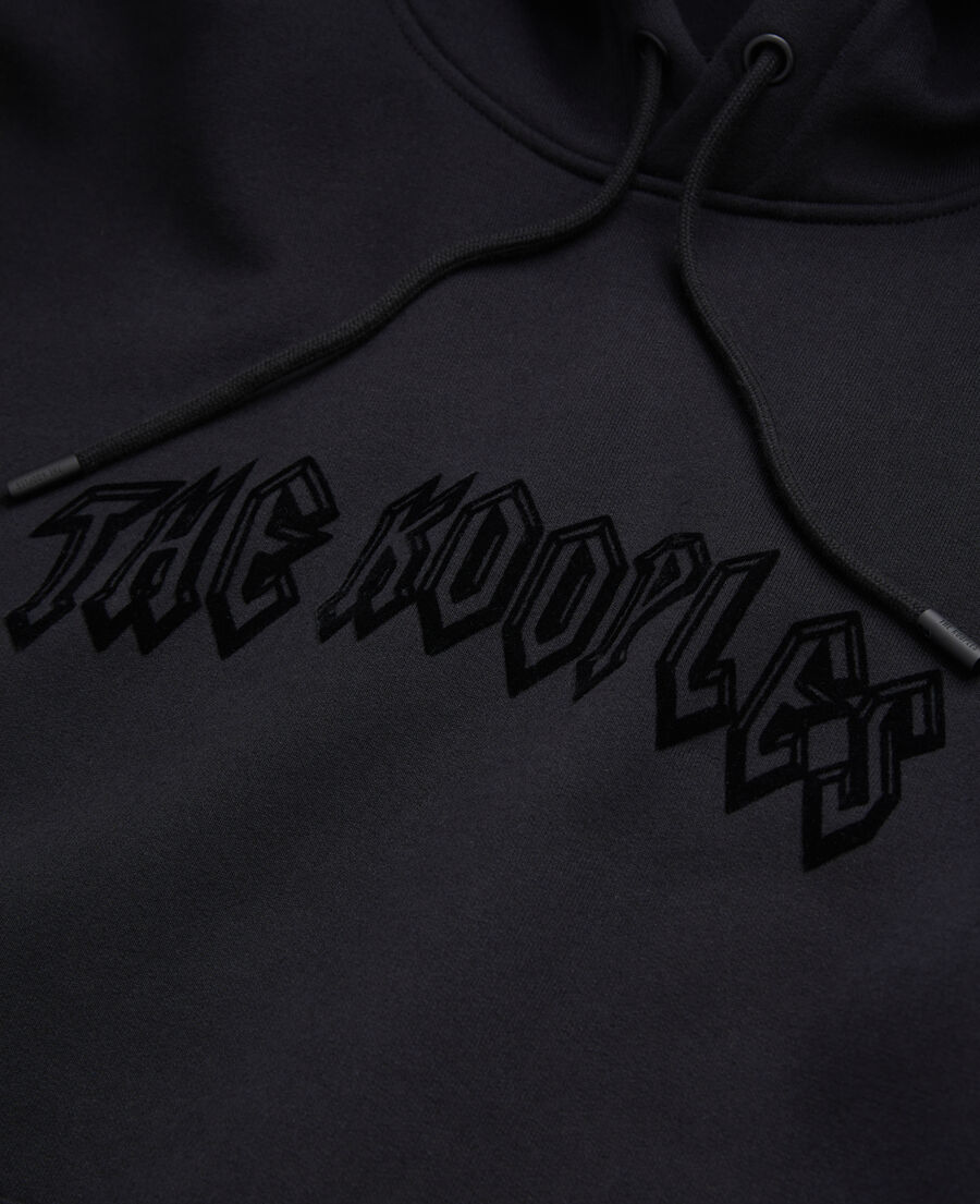 sudadera capucha negra flocado para hombre