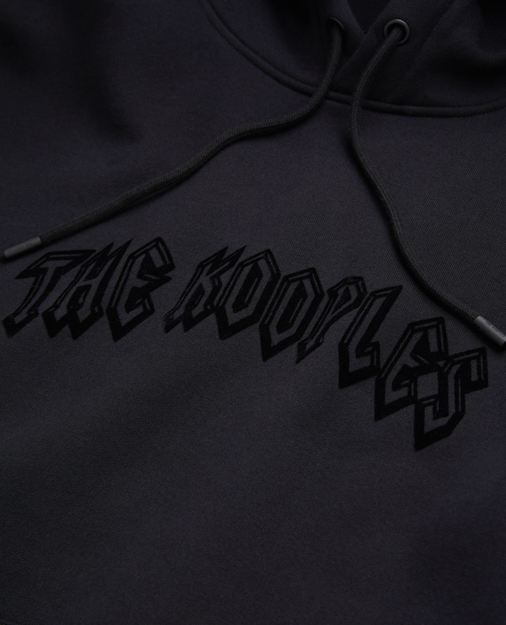Sudadera capucha negra flocado para hombre, BLACK, hi-res image number null