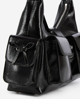 The Kooples FEMME BLACK sac amelia en cuir craquelé noir