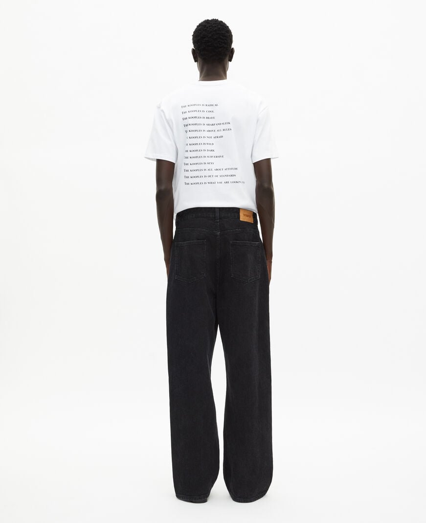 The Kooples MEN BLACK WASHED black ribbed-effect baggy jeans