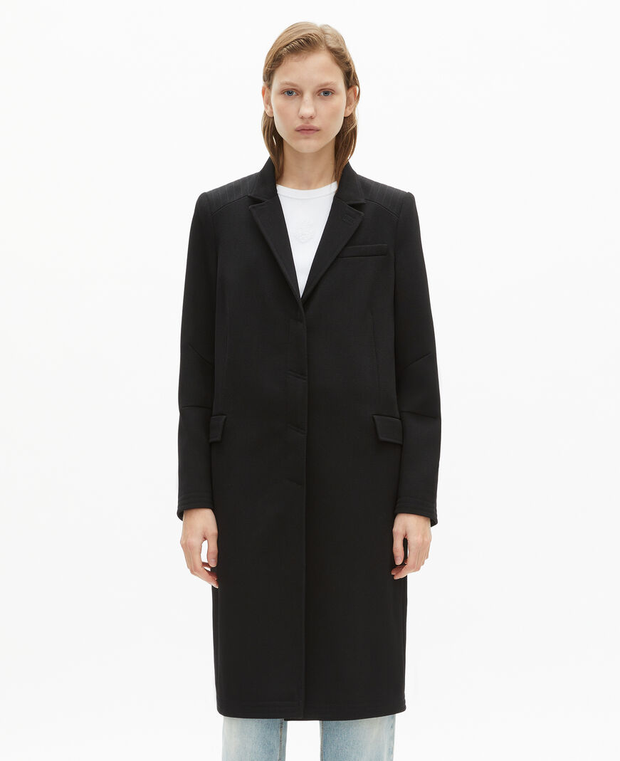 The Kooples FEMME BLACK manteau long en laine noir