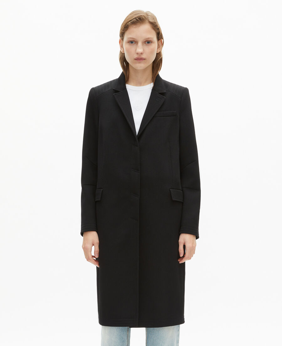 The Kooples WOMEN BLACK long black wool coat