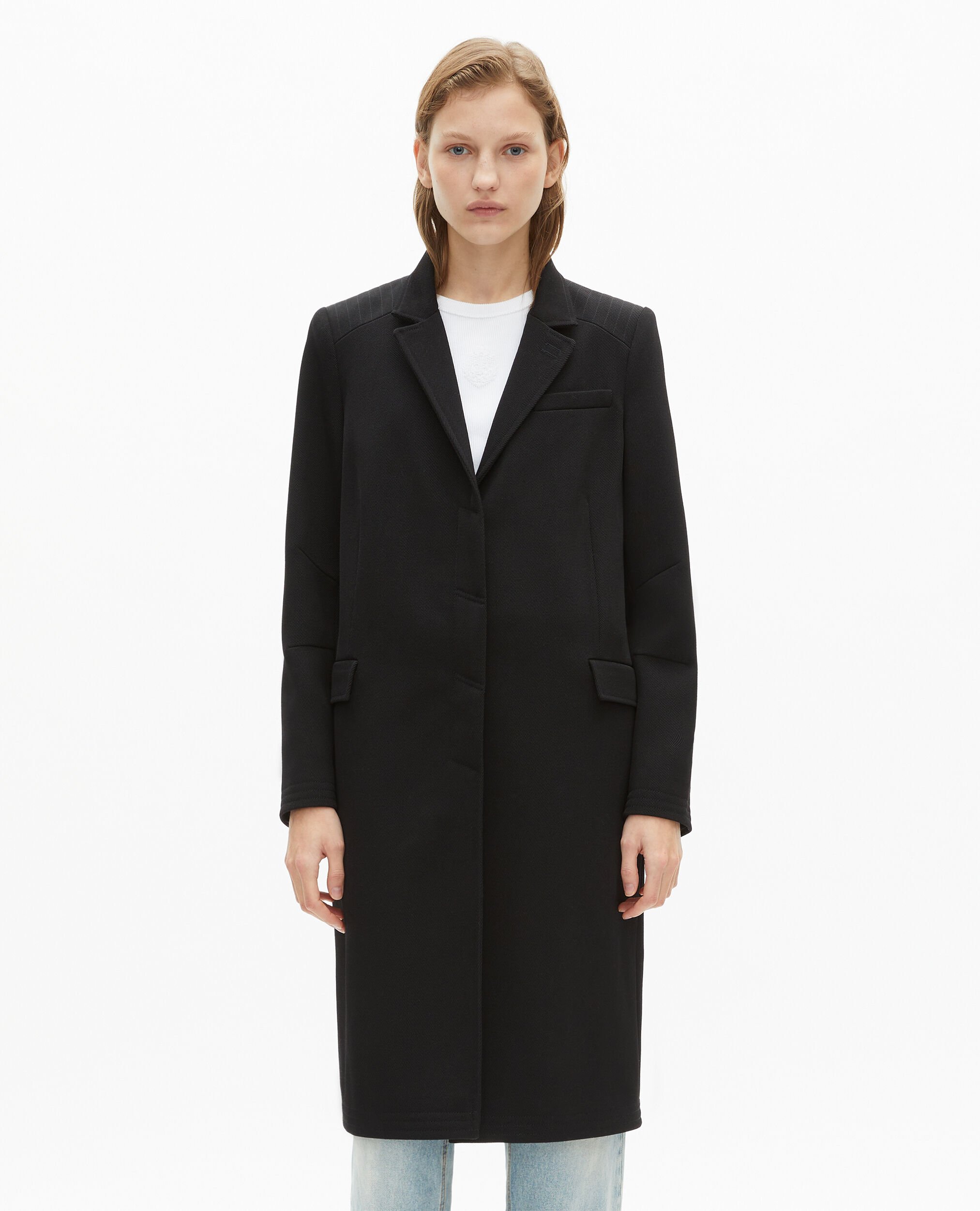 Manteau long en laine noir, BLACK, hi-res image number null