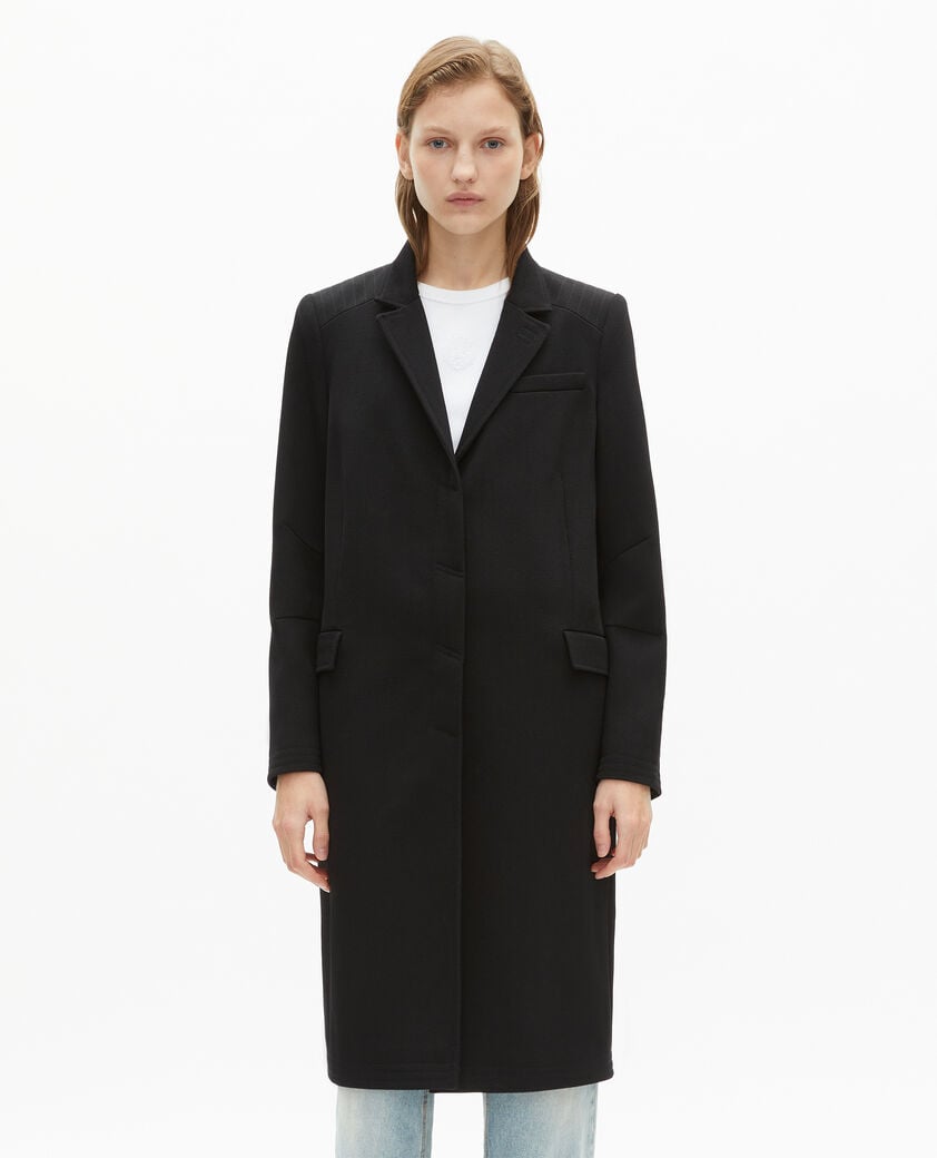 The Kooples WOMEN BLACK long black wool coat