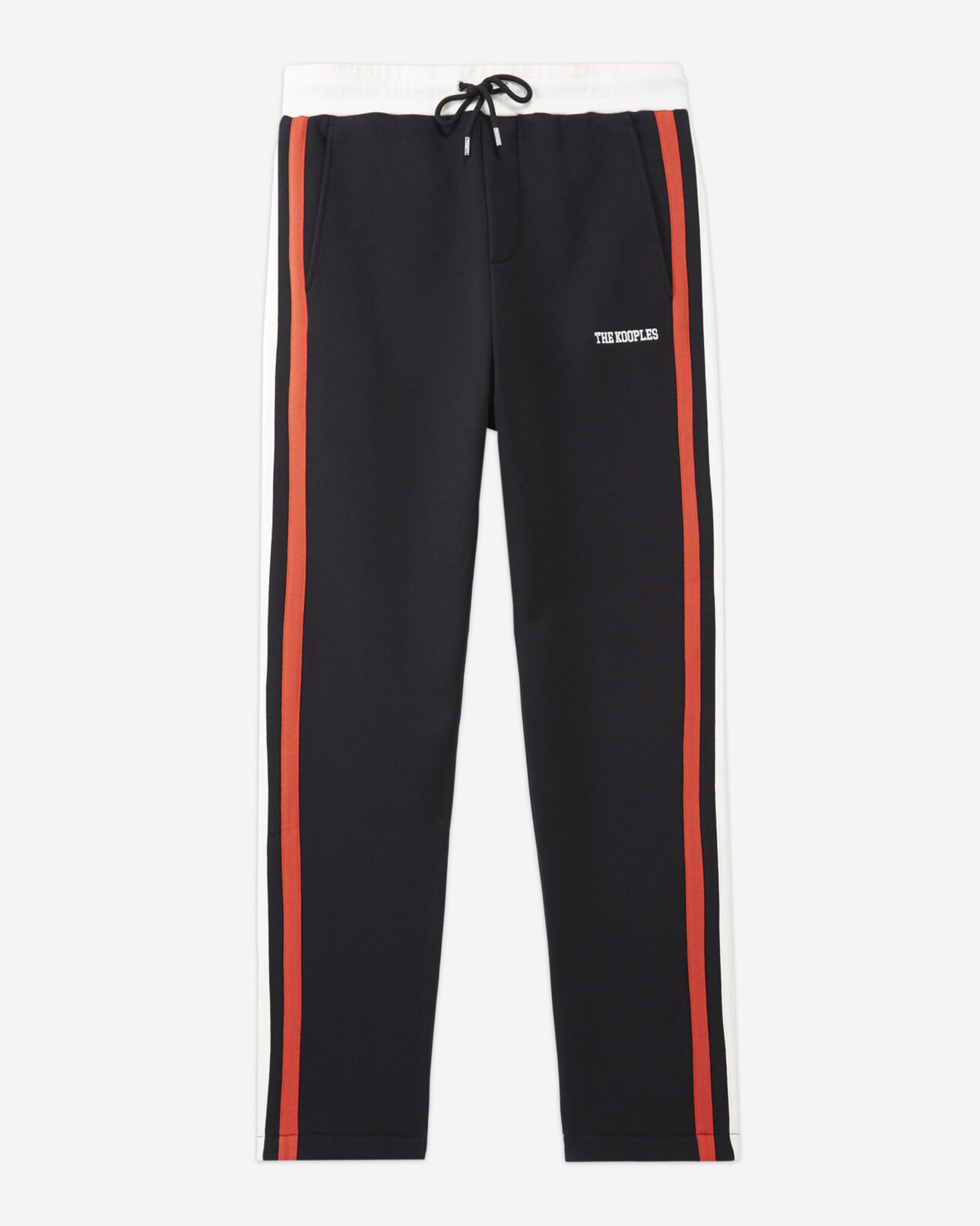 The Kooples H BLACK ECRU RED thick black cotton joggers with side stripes
