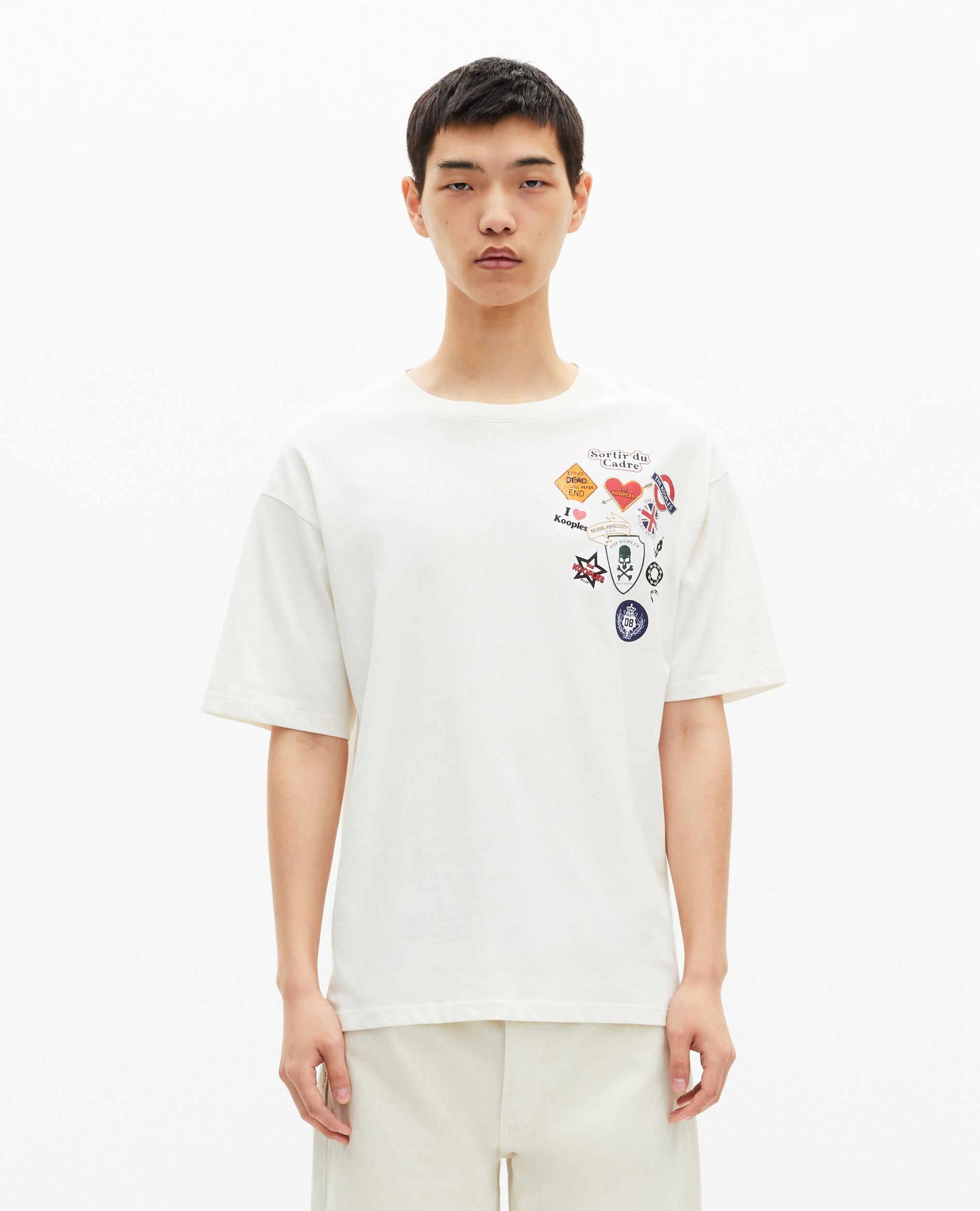 Ecru pines-effect printed T-shirt, ECRU, hi-res image number null