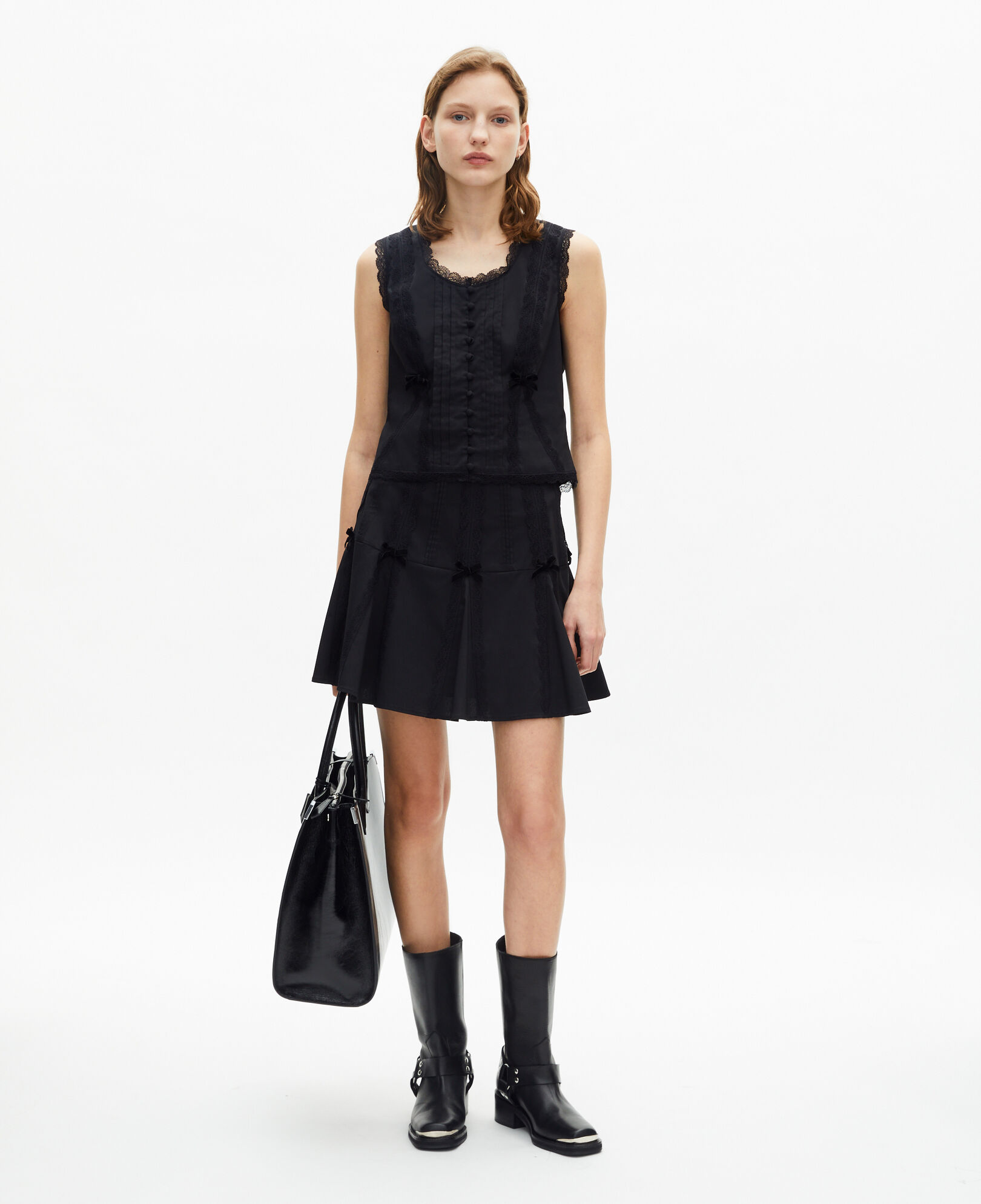 The Kooples DAMEN BLACK schwarze stiefel mit riemen aus leder