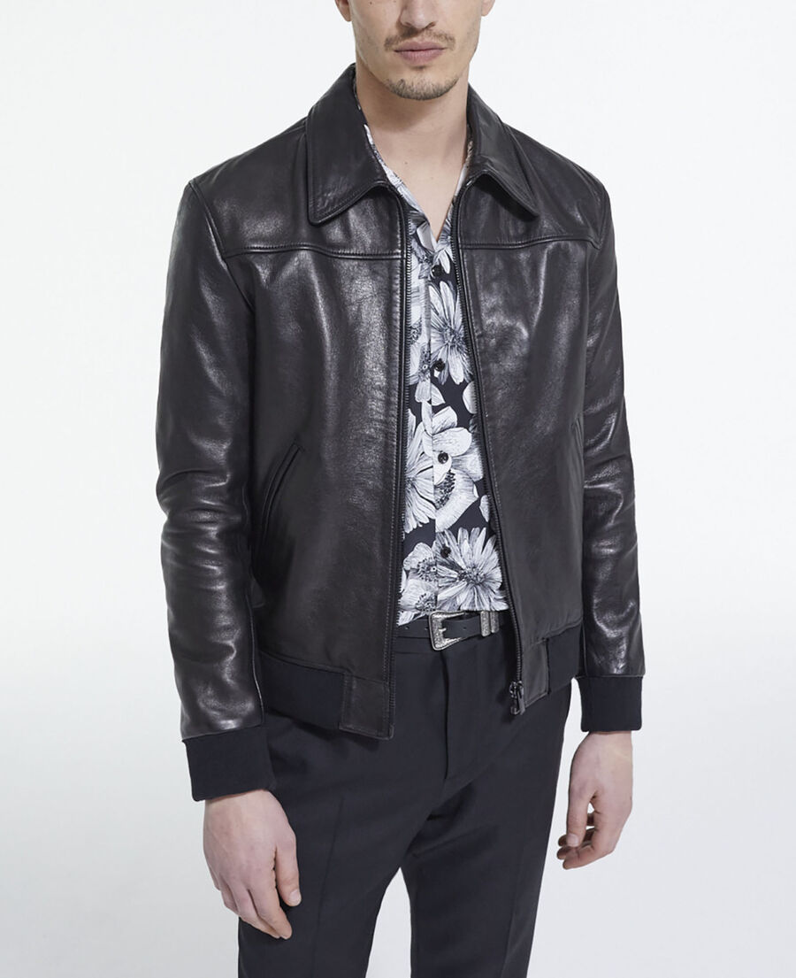 blouson en cuir noir