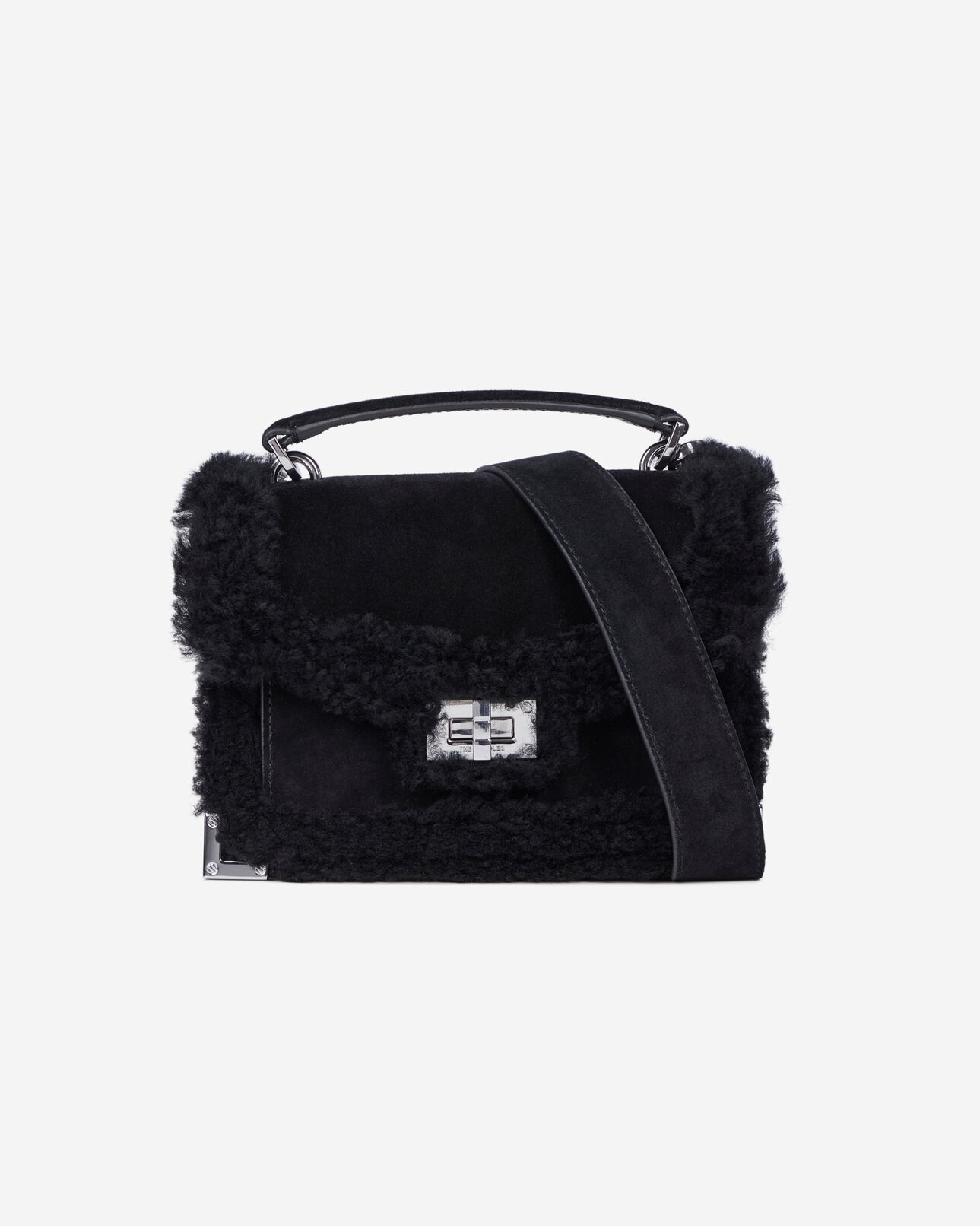 The Kooples FEMME BLACK sac emily small cuir suède noir