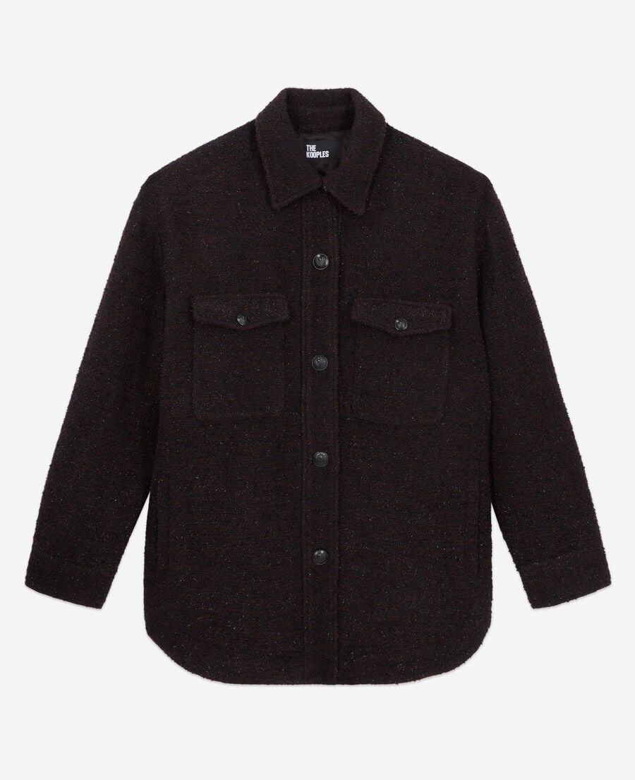 The Kooples WOMEN BURGUNDY burgundy tweed overshirt style jacket