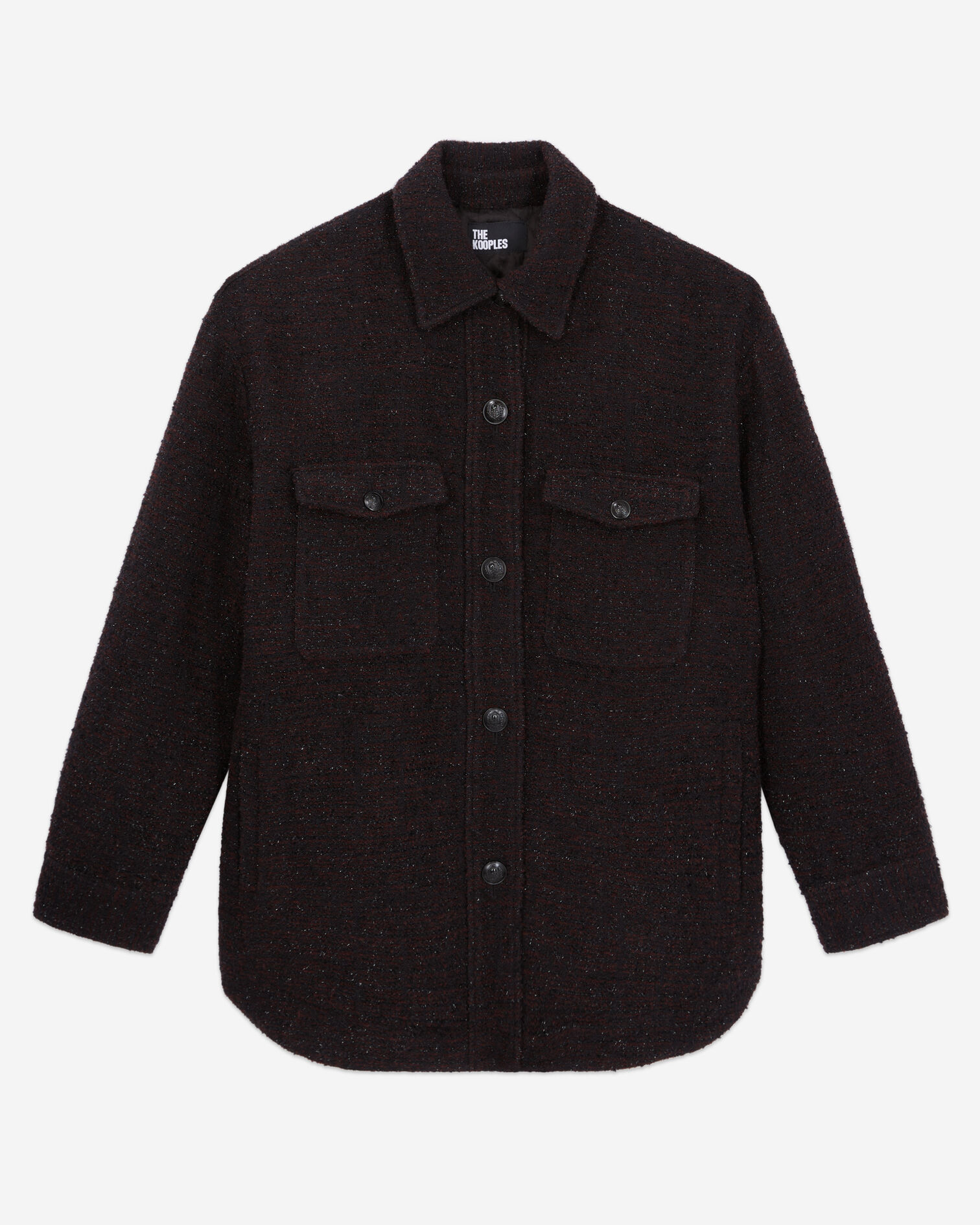 Blouson style surchemise bordeaux en tweed, BURGUNDY, hi-res image number null