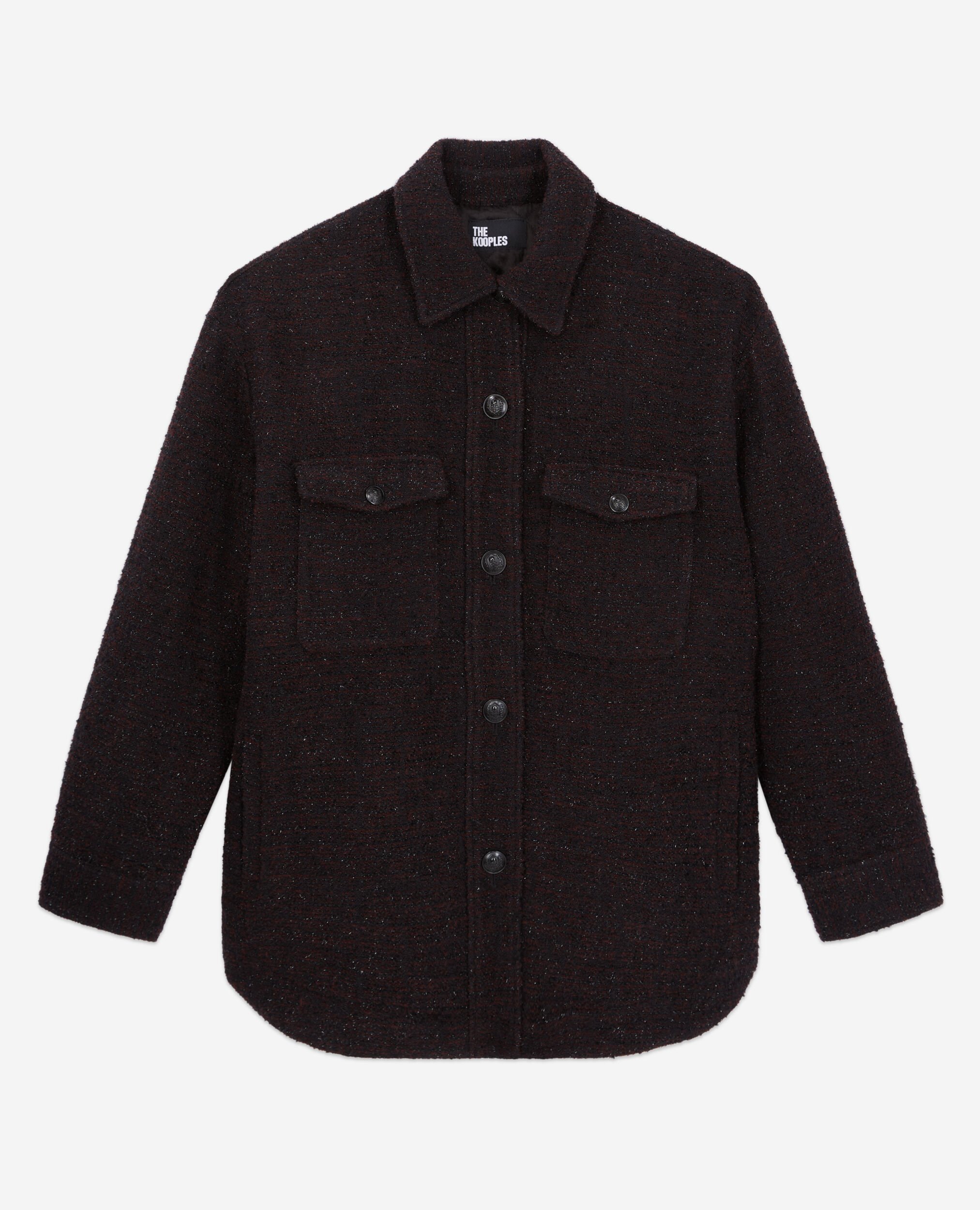 Burgundy tweed overshirt style jacket, BURGUNDY, hi-res image number null
