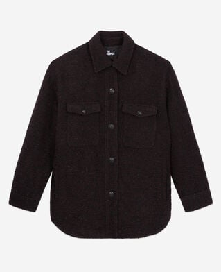 The Kooples WOMEN BURGUNDY burgundy tweed overshirt style jacket