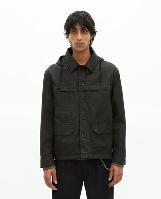 The Kooples HOMME BLACK parka courte à capuche noire