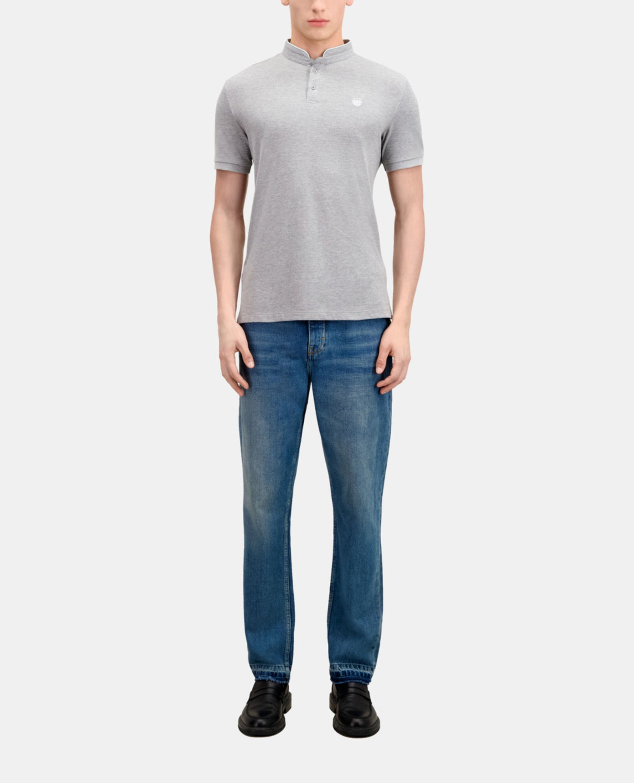 Grey cotton polo t-shirt, GREY / GREEN, hi-res image number null