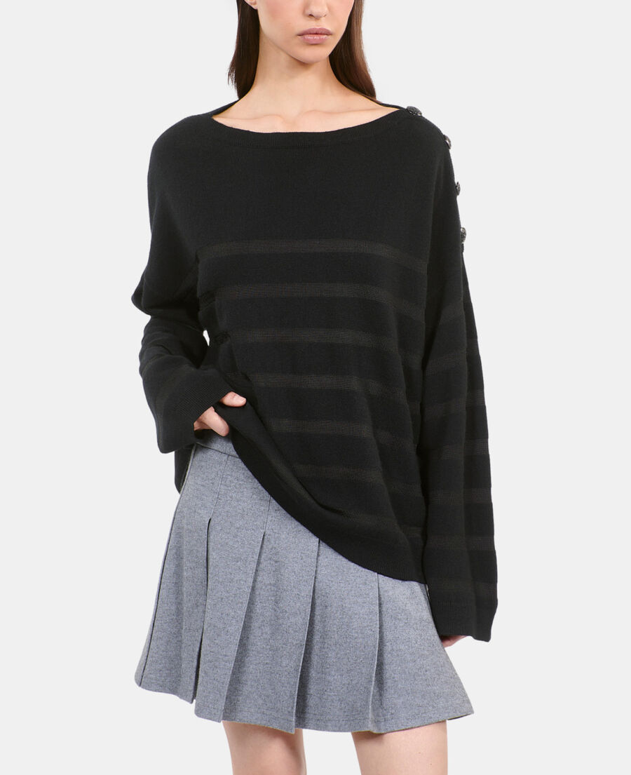 The Kooples FEMME BLACK pull en laine et cachemire à rayures